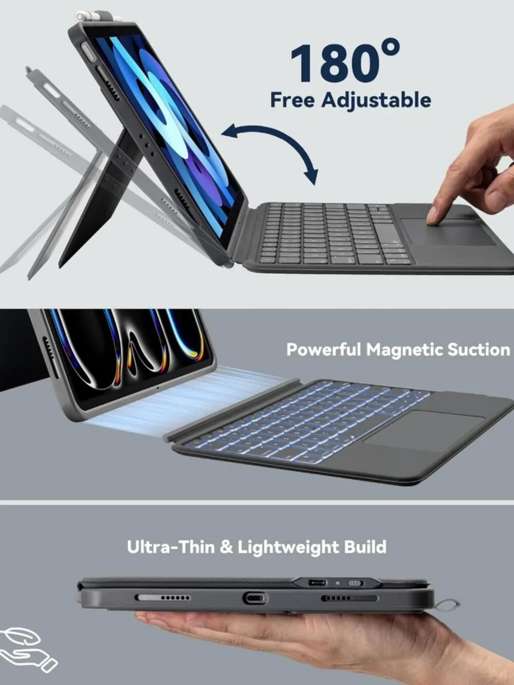 11-inch iPad Pro & Air Keyboard Case - Slim, Lightweight, Protective Cover